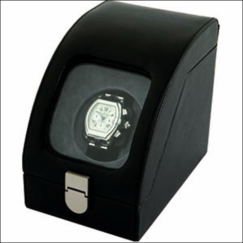 TRITAN BLACK LEATHER SINGLE WATCH WINDER: Tritan Black Leather Single Watch Winder - 52.21: Oz - - Metal: Triton Single Watch Winder