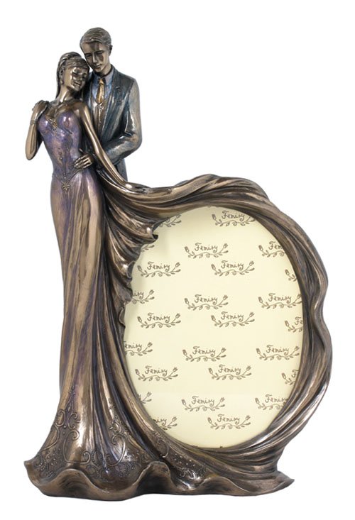 BRIDE & GROOM WEDDING PHOTO FRAME - BRONZE: Bride & Groom Wedding Photo Frame - Material - Cold Cast Bronze - Size - 12 5/8