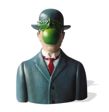 SON OF MAN WEARING BOWLER HAT BY MAGRITTE: Son Of Man Wearing Bowler Hat By Magritte - Size: 5.25"h X 4.25"w X 3"d Item Type: Magritte Statue Material: Resin - Color Details Weight (lbs): 1 Lb - - The Son Of Man (le Fils De L'homme, Oil On Can