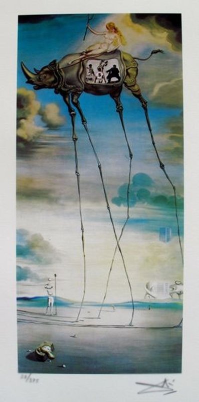Salvador Dali CELESTIAL RIDE Facsimile Signed &: This is a limited edition giclee titled "CELESTIAL RIDE" by Salvador Dali. This piece is facsimile signed on the lower right. Pencil numbered from an edition of 375. Paper measures 14.5" x 7.5". Image