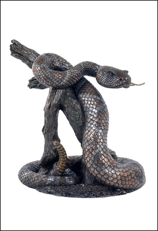 RATTLE SNAKE - BRONZE: Rattle Snake - Material - Cold Cast Bronze - Size - 9 1/8