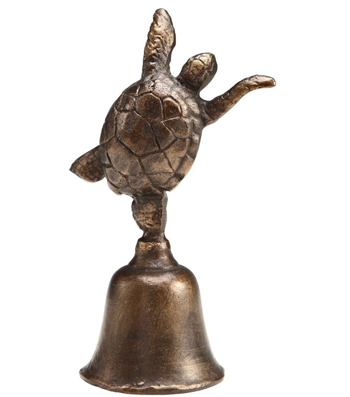 SEA TURTLE HAND-HELD BELL: Sea Turtle Hand-Held Bell - Weight: 1.1 Lbs - Size: 7"H 4"W 3"D - Material: CAST IRON