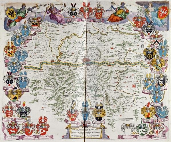 JOHANNES BLAEU - MAP OF GERMANY CENTRED ON FRANKFURT: Johannes Blaeu - Map Of Germany Centred On Frankfurt - 22 X 18 3/8 In. - This Giclée Print Is Gallery Stretched And Ready To Hang Or Lean Against A Wall, Or Display On An Easel. - A Giclée Print Is