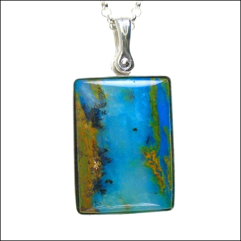 PERUVIAN OPAL WITH NATURAL MATRIX BACKGROUND: Peruvian Opal With Natural Matrix Background---metal: Sterling Silver Pendant-stones: Natural Peruvian Opal - 15 Carats-measures: 1" Tall X .75" Wide-
