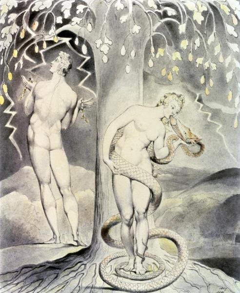 WILLIAM BLAKE - THE TEMPTATION AND FALL OF EVE: William Blake - The Temptation And Fall Of Eve - 24 5/8 X 30 In. - Gallery Stretched The Piece Of Art Is Ready To Hang Or Lean Against A Wall, Or Display On An Easel. - A Giclée Print Is The Highest