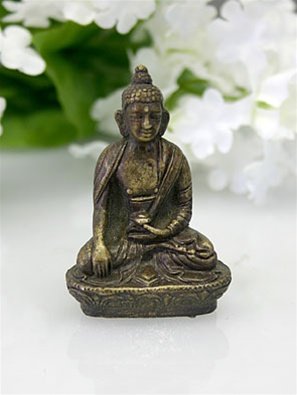 SAKYAMUNI BUDDHA EARTH TOUCHING BRONZE STATUE,: Sakyamuni Buddha Earth Touching Bronze Statue, Miniature - Size: 2"h X 1.25"w X 1"d Item Type: Mini Statue Material: Bronze Metal Weight (lbs): 0.2 - - Miniature Bronze Statue Which Can Be Used For Ed