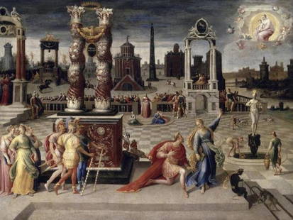 ANTOINE CARON - AUGUSTUS AND THE TIBURTINE SIBYL: Antoine Caron - Augustus And The Tiburtine Sibyl - 36 X 27 In. - Gallery Stretched The Piece Of Art Is Ready To Hang Or Lean Against A Wall, Or Display On An Easel. - A Giclée Print Is The Highest Qu