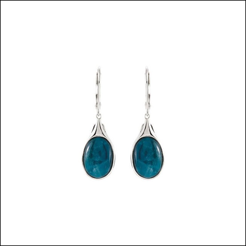 GENUINE OPAQUE APATITE EARRINGS: GENUINE OPAQUE APATITE EARRINGS - Ster / Pair 14.00 X 10.00 Mm / P / Genuine Opaque Apatite Earring - Weight: 2.43DWT - GramWeight: 3.78