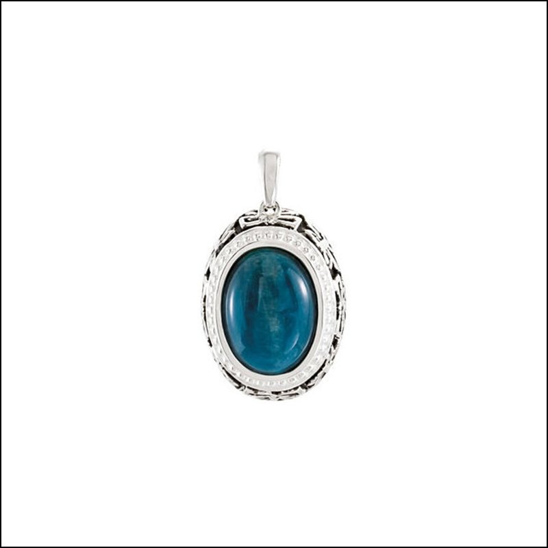 GENUINE OPAQUE APATITE PENDANT: GENUINE OPAQUE APATITE PENDANT - Sterling Silver / 15.00 X 11.00 Mm / Polished / Genuine Opaque Apatite Pendant - Weight: 3.14DWT - GramWeight: 4.88
