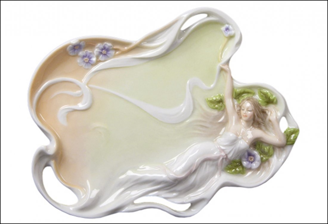 MAIDEN & VIOLET TRAY: Maiden & Violet Tray - Material - Fine Porcelain - Size - (l) 8 1/4