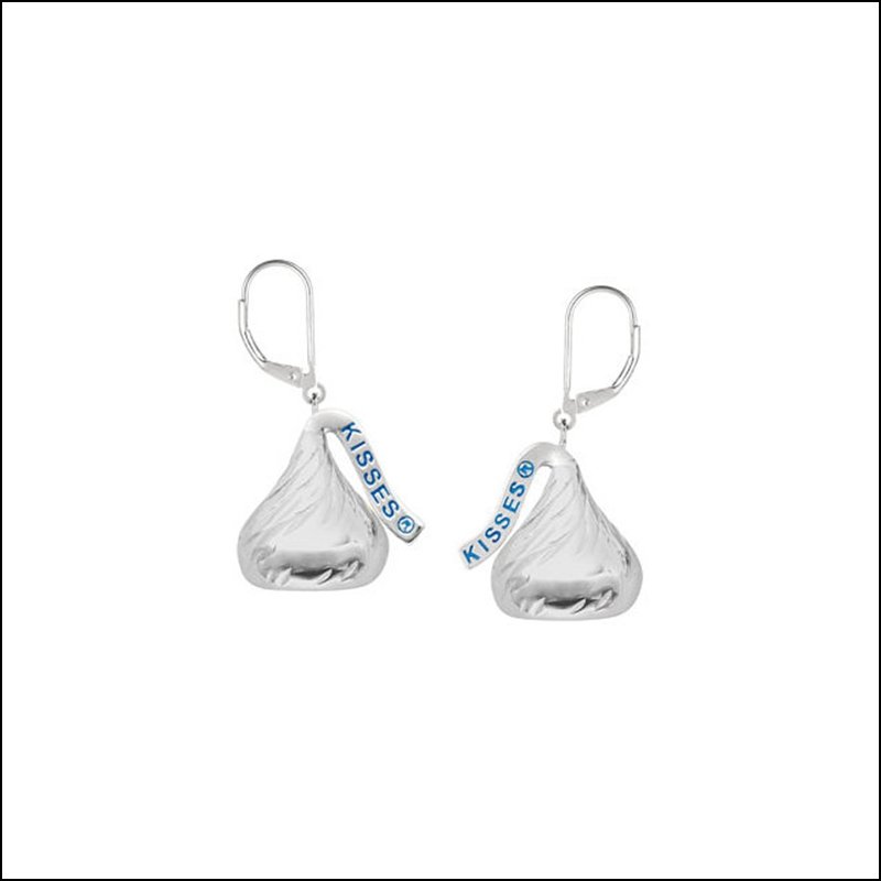 HERSHEY'S KISSES LEVER BACK EARRINGS: HERSHEY'S KISSES LEVER BACK EARRINGS - Ster / Pair 13.60X12.00 Mm / P / Flat Back Hershey's Kiss Lb Er - Weight: 2.5DWT - GramWeight: 3.89