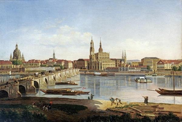 KARL GOTTFRIED TRAUGOTT FABER - A VIEW OF DRESDEN: Karl Gottfried Traugott Faber - A View Of Dresden - 36 X 24 1/8 In. - Gallery Stretched The Piece Of Art Is Ready To Hang Or Lean Against A Wall, Or Display On An Easel. - A Giclée Print Is The Highe