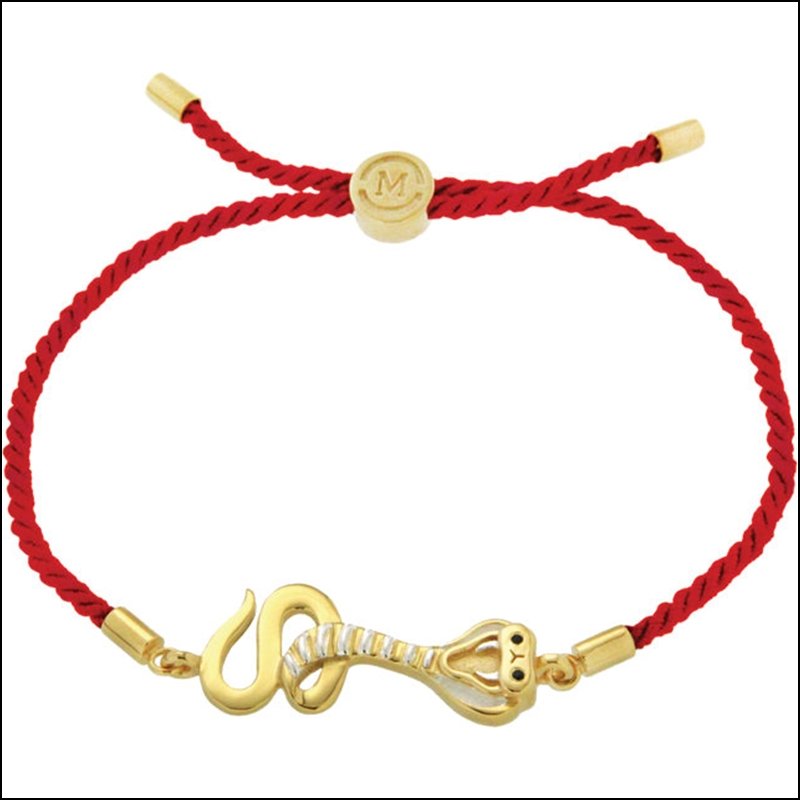 MISSOMA SYMBOLIC ANIMALS BRACELET: MISSOMA SYMBOLIC ANIMALS BRACELET - Bracelet / Cord / Red / None / Complete With Stone / 18K Vermeil / P / Ark Serpent With Box And Card - Weight: 2.96DWT - GramWeight: 4.6
