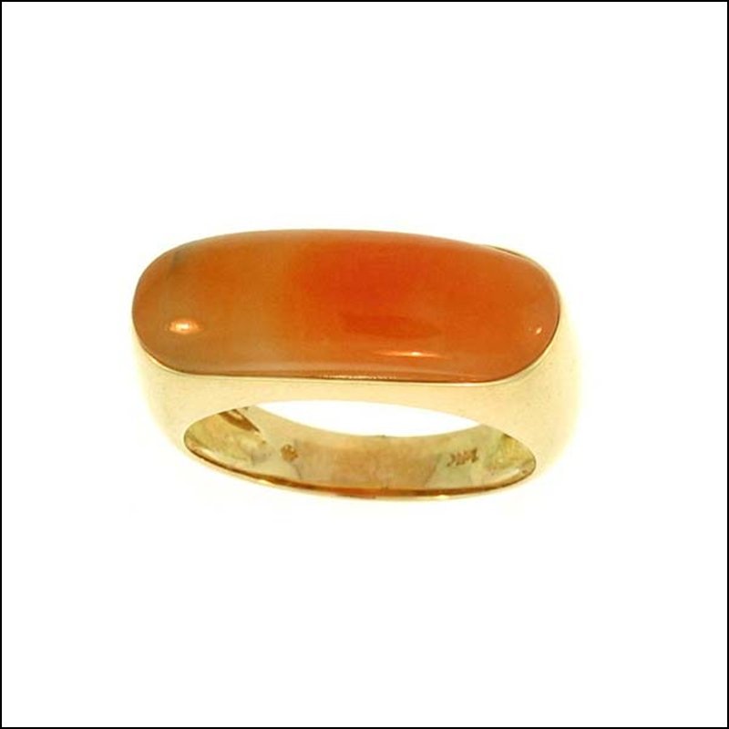 NATURAL RED JADE RING: This Is A-one-of-a-kind - Natural Red Jade Ring - Metal: Yellow Gold Karat: 14k Stone Size: ~20x7mm - This Is Guaranteed Grade A Jade (jadeite)