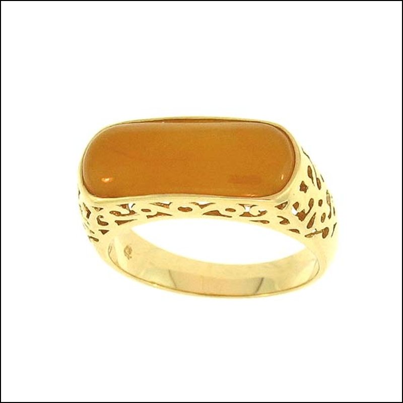 NATURAL YELLOW JADE RING: This Is A-one-of-a-kind - Natural Yellow Jade Ring - Metal: Yellow Gold Karat: 14k Stone Size: ~17x7mm Details: Open Filigree Shank - This Is Guaranteed Grade A Jade (jadeite)