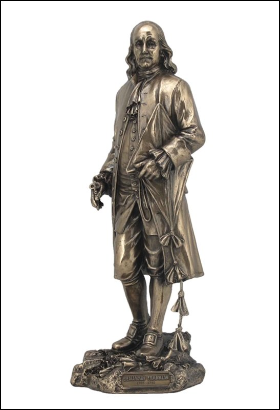 BENJAMIN FRANKLIN - BRONZE: Benjamin Franklin - Material - Cold Cast Bronze - Size - 11 1/4