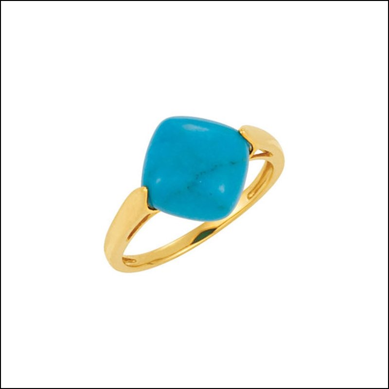 GENUINE CHINESE TURQUOISE RING: GENUINE CHINESE TURQUOISE RING - 14K Yellow / 10.00X10.00 Mm / Polished / Chinese Turquoise Ring - Weight: 1.08DWT - GramWeight: 1.68 - Ring Size: 6 - We Have Other Sizes