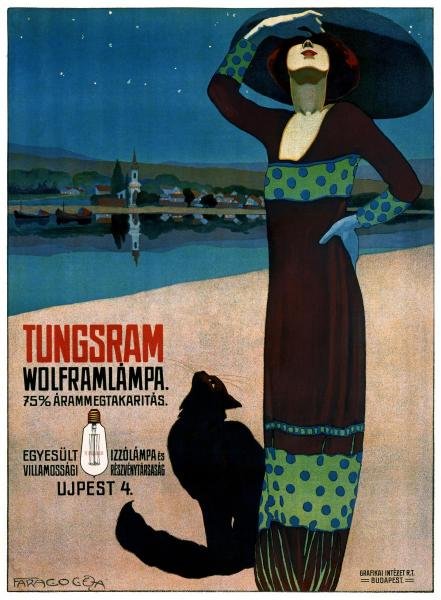 GEZA FARAGO - TUNGSRAM WOLFRAMLÁMPA: Geza Farago - Tungsram Wolframlámpa - 29 3/8 X 40 In. - Gallery Stretched The Piece Of Art Is Ready To Hang Or Lean Against A Wall, Or Display On An Easel. - A Giclée Print Is The Highest Quality Pr