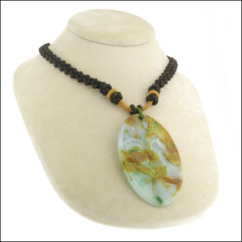 THREE TONE NATURAL JADE PENDANT: Three Tone Natural Jade Pendant---stones: Natural Grade A Jade-measures: 2.75 In Long X 1.5 In Wide (7 X 4 Cm)--