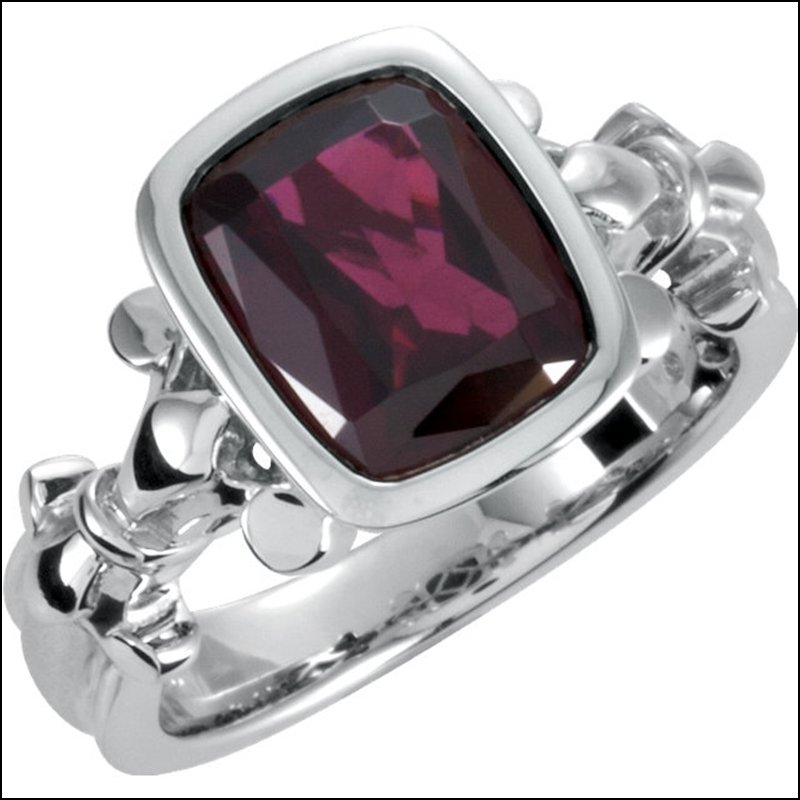 FLEUR-DE-LIS DESIGN RING: FLEUR-DE-LIS DESIGN RING - Ster / Completely Set / Rose De France Stone / Size 07.00 / P / Rose De France Ring - Weight: 4.25DWT - GramWeight: 6.61 - Ring Size: 7 - We Have Other Sizes