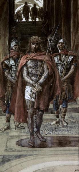 JAMES TISSOT - JESUS LEAVES THE JUDGEMENT HALL: James Tissot - Jesus Leaves The Judgement Hall - 13 7/8 X 30 In. - This Giclée Print Is Gallery Stretched And Ready To Hang Or Lean Against A Wall, Or Display On An Easel. - A Giclée Print Is The Hi