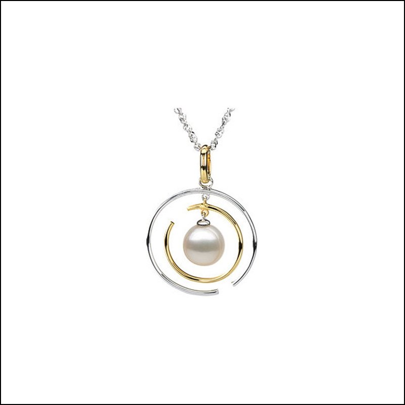 FRESHWATER CULTURED PEARL PENDANT: FRESHWATER CULTURED PEARL PENDANT - 14Kw_14Ky / 07.50Mm-08.00Mm / P / Freshwater Cul Pearl Pendant - Weight: 0.89DWT - GramWeight: 1.38