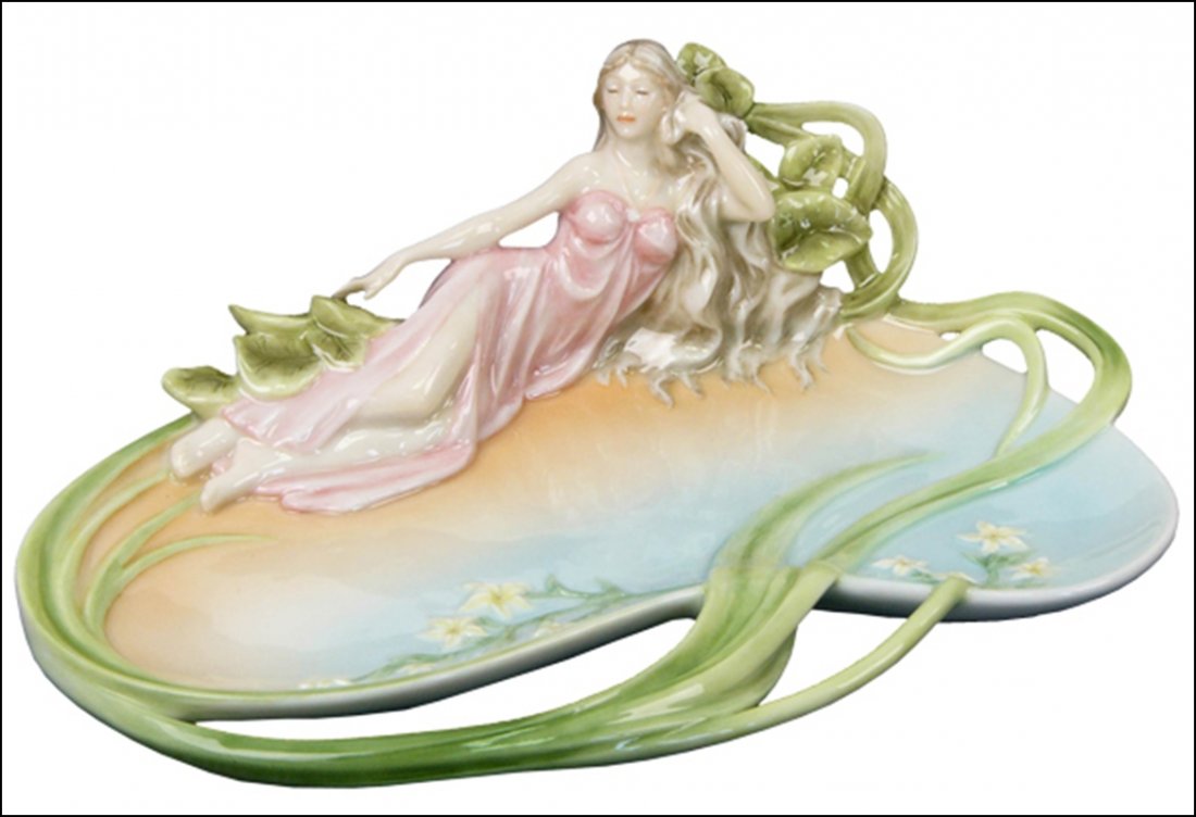 RECLINING WOMAN TRAY: Reclining Woman Tray - Material - Fine Porcelain - Size - (l) 11 5/8