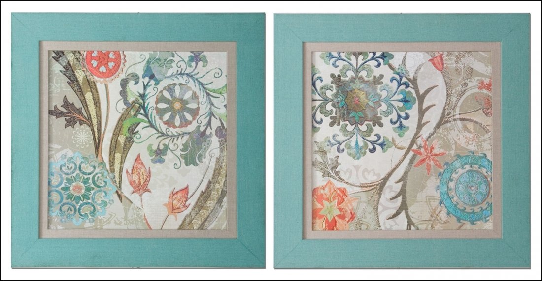 ROYAL TAPESTRY FRAMED ART, S/2: Royal Tapestry Framed Art, S/2 - Material: FIR - Overall Depth: 1 Inches - Overall Width: 27.375 Inches - Overall Height: 27.375 Inches - Mirror/Glass Depth: 0.093 Inches - Mirror/Glass Width: 20 Inch