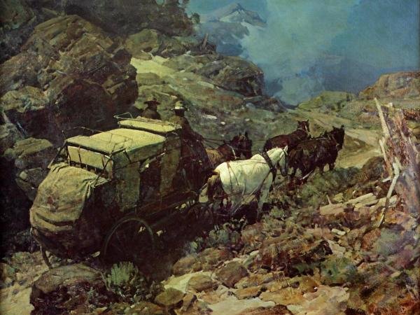 DAVID JOHNSON - ACROSS THE BIG DIVIDE: David Johnson - Across The Big Divide - 48 X 36 In. - Gallery Stretched The Piece Of Art Is Ready To Hang Or Lean Against A Wall, Or Display On An Easel. - A Giclée Print Is The Highest Quality Print