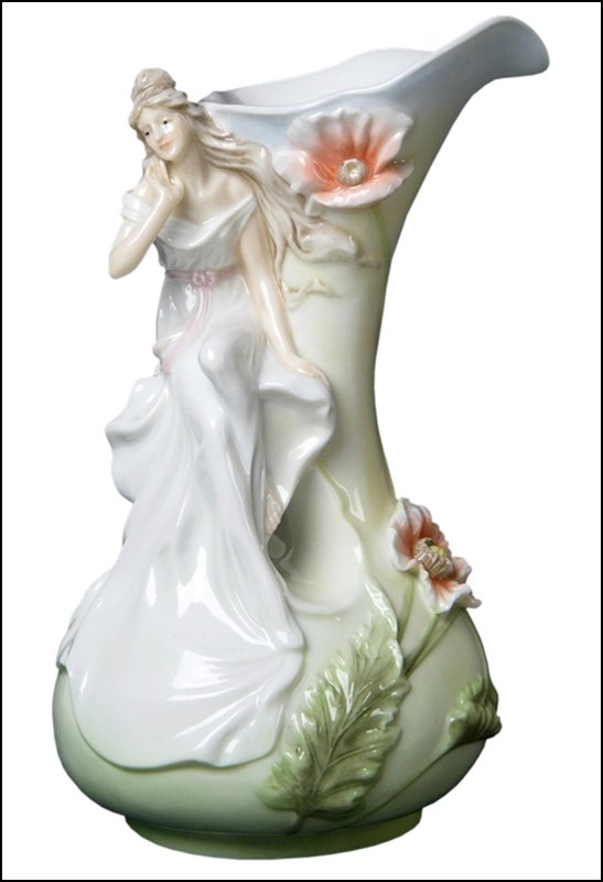MAIDEN & POPPY PEEK THROUGH VASE: Maiden & Poppy Peek Through Vase - Material - Fine Porcelain - Size - (h) 9 1/4