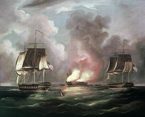 THOMAS BUTTERWORTH - BONNE HOMME RICHARD VS. THE: Thomas Butterworth - Bonne Homme Richard Vs. The Serapis - 30 X 24 1/4 In. - Gallery Stretched The Piece Of Art Is Ready To Hang Or Lean Against A Wall, Or Display On An Easel. - A Giclée Print Is Th