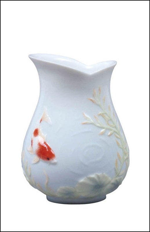 KOI KOI IN LOTUS POND CREAMER: Koi Koi In Lotus Pond Creamer - Material - Fine Porcelain - Size - (h) 3 7/8