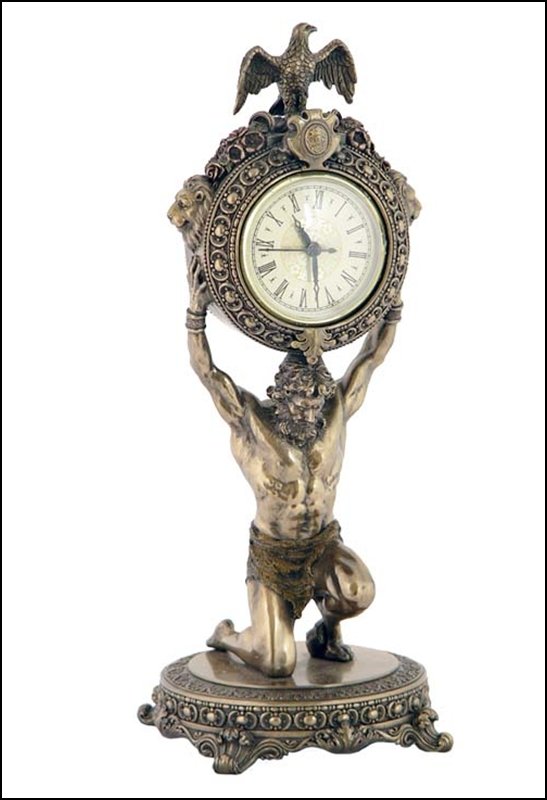 ATLAS CLOCK - BRONZE: Atlas Clock - Material - Cold Cast Bronze - Size - 15 3/8