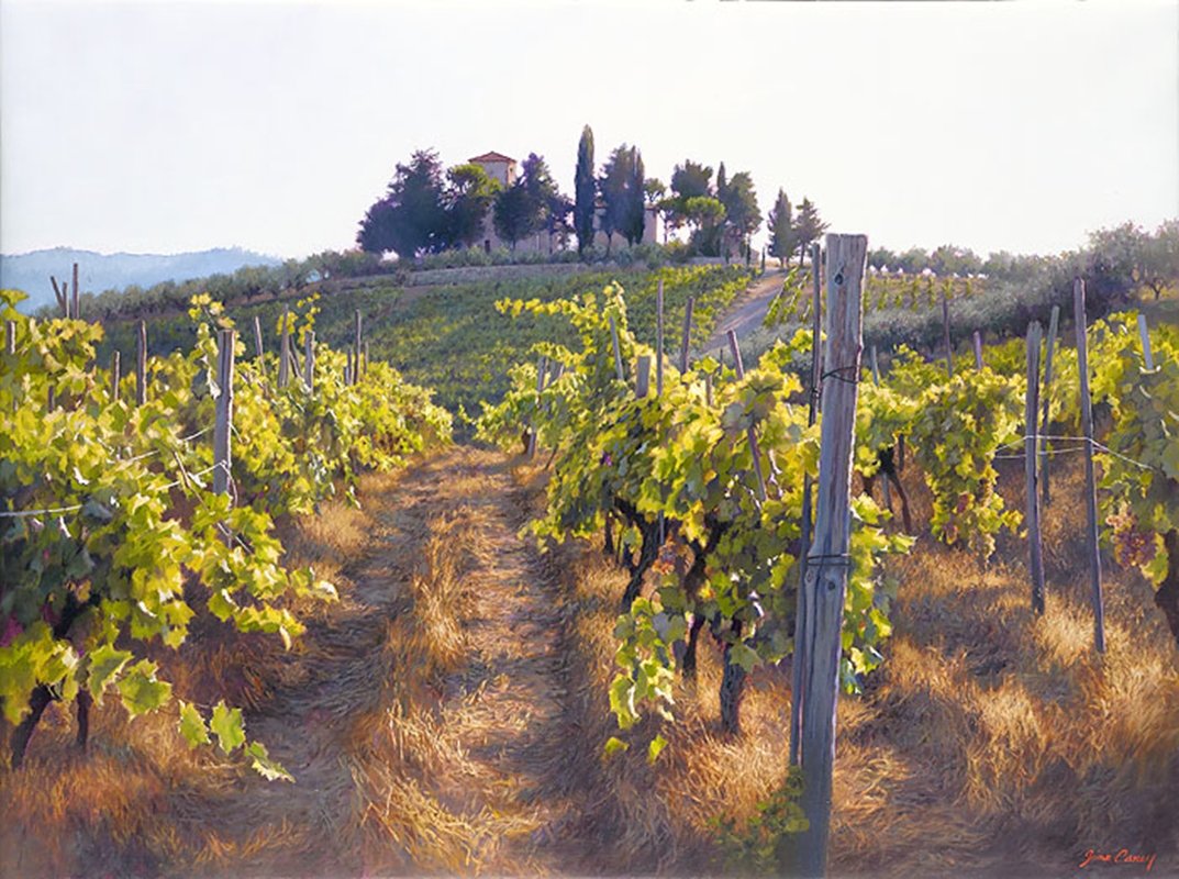 VILLA CAFAGGIO - JUNE CAREY: Villa Cafaggio - June Carey - Hand Signed - Limited Edition Canvas - Image Size: 24"w X 18"h. Edition Size:35 - If human beings find beauty in a landscape that captures the perfect place to survive an