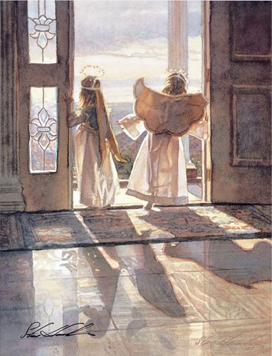 ANGELS OUT THE DOOR - STEVE HANKS: Angels Out The Door - Steve Hanks - Hand Signed - Open Edition Print - Image Size: 8"w X 10"h. -