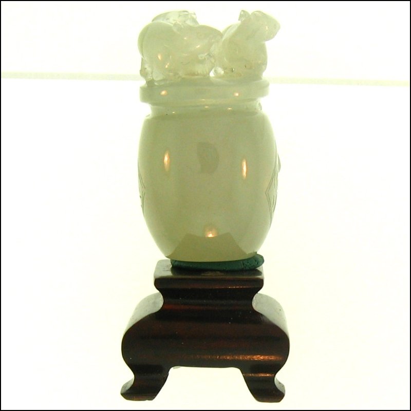 NATURAL ICE WATER JADE STATUARY: This Is A-one-of-a-kind - Natural Ice Water Jade Statuary - Metal: N/a Karat: N/a Stone Size: ~25x40mm Details: 3 Mice Atop Pot Of Oil Very Detailed & Delicate Hand Carved - This Is Guaranteed Grade A