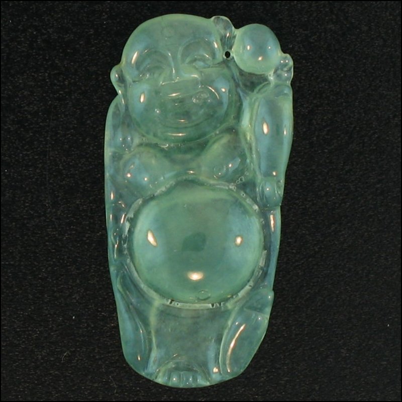 NATURAL GREEN ICE JADE LOOSE: This Is A-one-of-a-kind - Natural Green Ice Jade Loose - Metal: N/a Karat: N/a Stone Size: 30x15mm Details: Carved Icy Green Buddha - This Is Guaranteed Grade A Jade (jadeite)