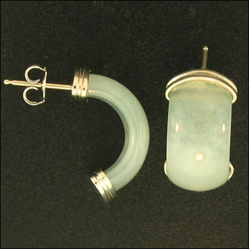 NATURAL ICE WATER JADE EARRINGS: This Is A-one-of-a-kind - Natural Ice Water Jade Earrings - Metal: White Gold Karat: 18k Stone Size: 10x20mm - This Is Guaranteed Grade A Jade (jadeite)