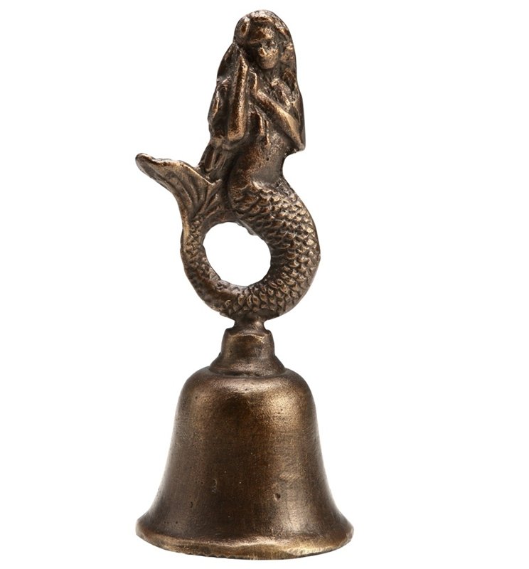 MERMAID HAND-HELD BELL: Mermaid Hand-Held Bell - Weight: 0.75 Lbs - Size: 6.5"H 2.75"W 2.75"D - Material: CAST IRON