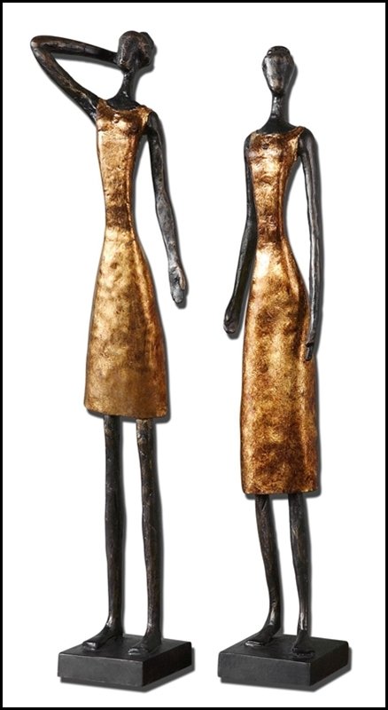 LADIES NIGHT CAST IRON STATUES, SET/2: Ladies Night Cast Iron Statues, Set/2 - Material: Metal - Overall Depth: 3 Inches - Overall Width: 3 Inches - Overall Height: 19.5 Inches - Weight: 11 Lbs. - Description: Aged Black Cast Iron With Hea