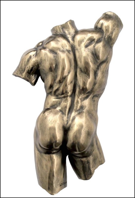 WALL PLAQUE MALE TORSO BACK - BRONZE: Wall Plaque Male Torso Back - Material - Cold Cast Bronze - Size - 9 3/4