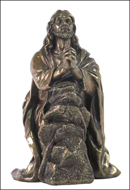 JESUS PRAYING IN THE GARDEN OF GETHSEMANE - BRONZE: Jesus Praying In The Garden Of Gethsemane - Material - Cold Cast Bronze - Size - 7 1/2