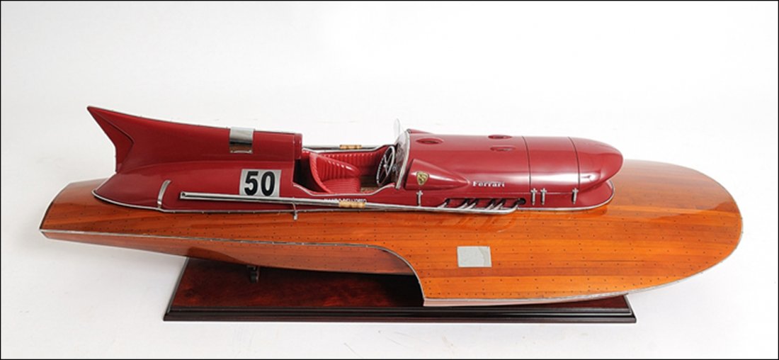 FERRARI HYDROPLANE READY FOR RC: FERRARI HYDROPLANE READY FOR RC - Length: 33.5" x Width: 14" x Height: 10" - On the morning of October 15, 1953, Achille Castoldi succeeded in smashing the 800kg class speed record with an average “