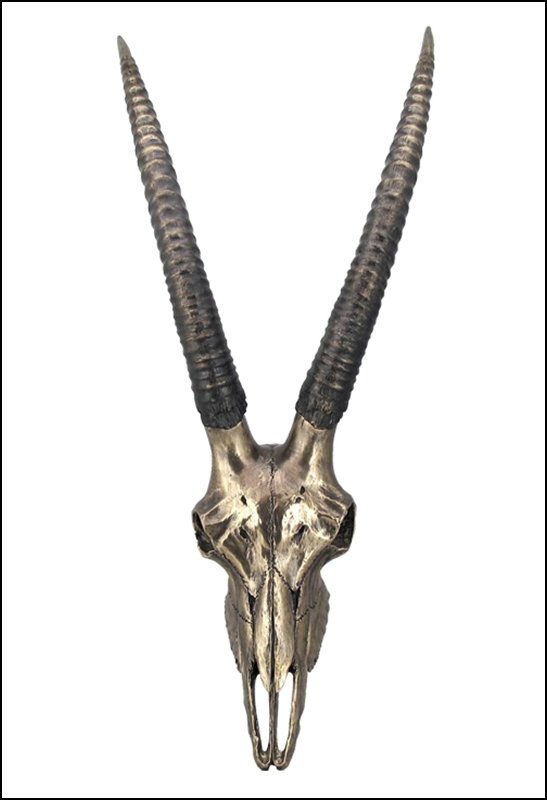 SABLE ANTELOPE SKULL WALL PLAQUE - BRONZE: Sable Antelope Skull Wall Plaque - Material - Cold Cast Bronze - Size - 22 3/4