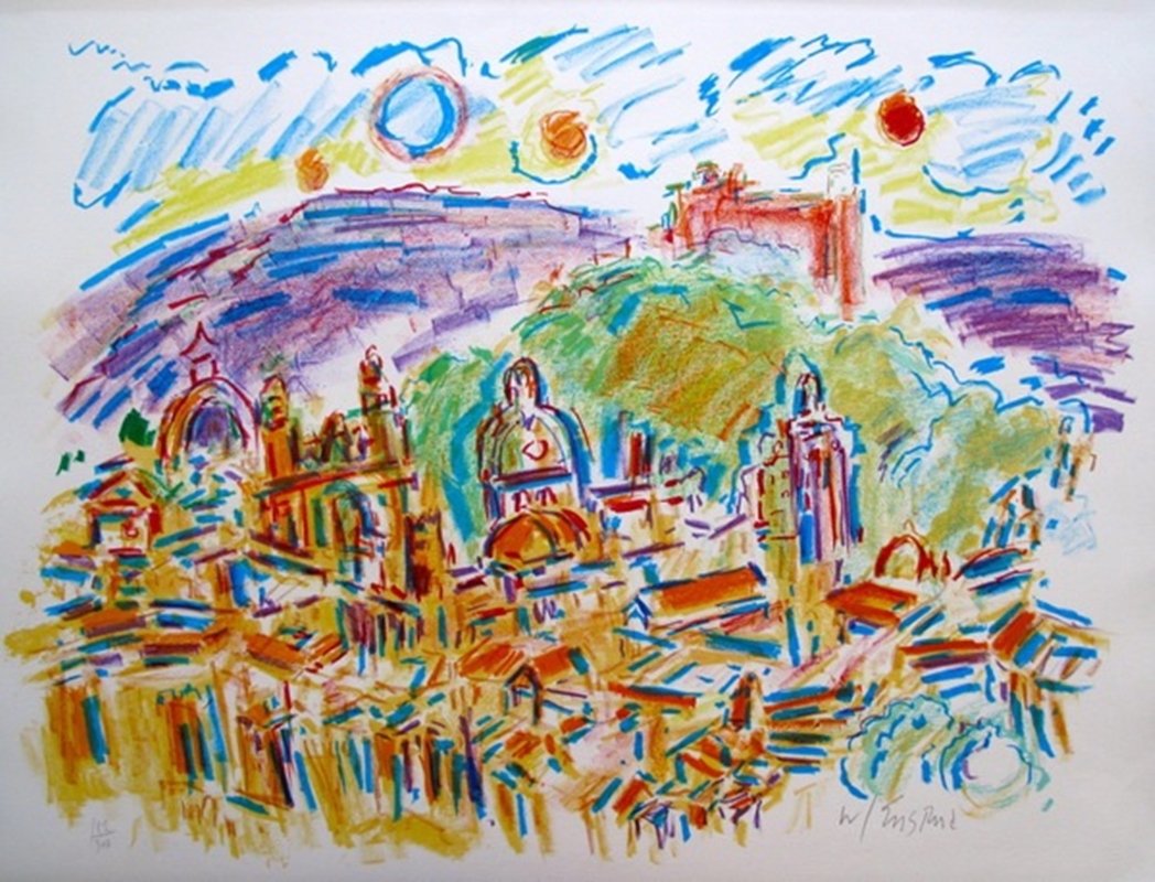 WAYNE ENSRUD ENCHANTED CITY HAND SIGNED LITHOGRAPH: You Will Be Bidding On A Hand Signed Lithograph By Wayne Ensrud Titled "enchanted City". This Piece Measures 22" X 28". Numbered From A Limited Edition Of 300. Hand Signed By The Artist. In Excellent