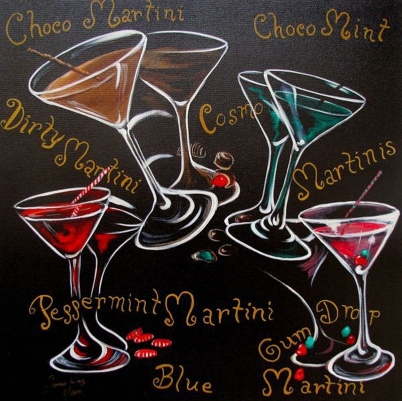 JAMES WING COSMOPOLITAN MARTINIS HAND SIGNED LIMITED: This Is A Limited Edition Hand Signed Giclee On Canvas Titled "cosmopolitan Martinis" By American Indian Artist, James Wing. This Giclee Is Hand Signed By James Wing. This Subject Is Numbered From An 