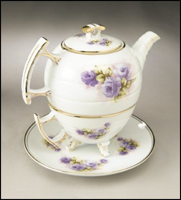 TEA FOR ONE SET - DIMENSIONS: 6.00H 7.00W 4.25D: TEA FOR ONE SET - DIMENSIONS: 6.00H 7.00W 4.25D