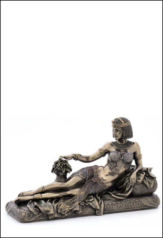 ART DECO STYLE EGYPTIAN QUEEN LYING ON THE CHAISE: Art Deco Style Egyptian Queen Lying On The Chaise Lounge - Material - Cold Cast Bronze - Size - 9 1/2