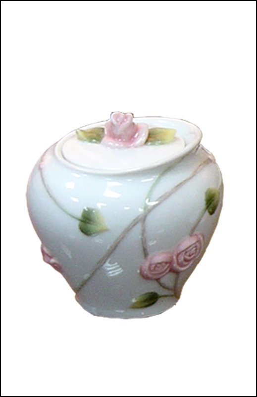 ROSE SUGAR JAR: Rose - Sugar Jar - Material - Fine Porcelain - Size - (h) 3 1/4