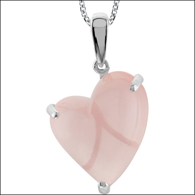 GENUINE ROSE QUARTZ HEART PENDANT: GENUINE ROSE QUARTZ HEART PENDANT - Ster / Rose Quartz / 25.25X14.50 Mm / P / Gemstone Pendant - Weight: 0.47DWT - GramWeight: 0.73